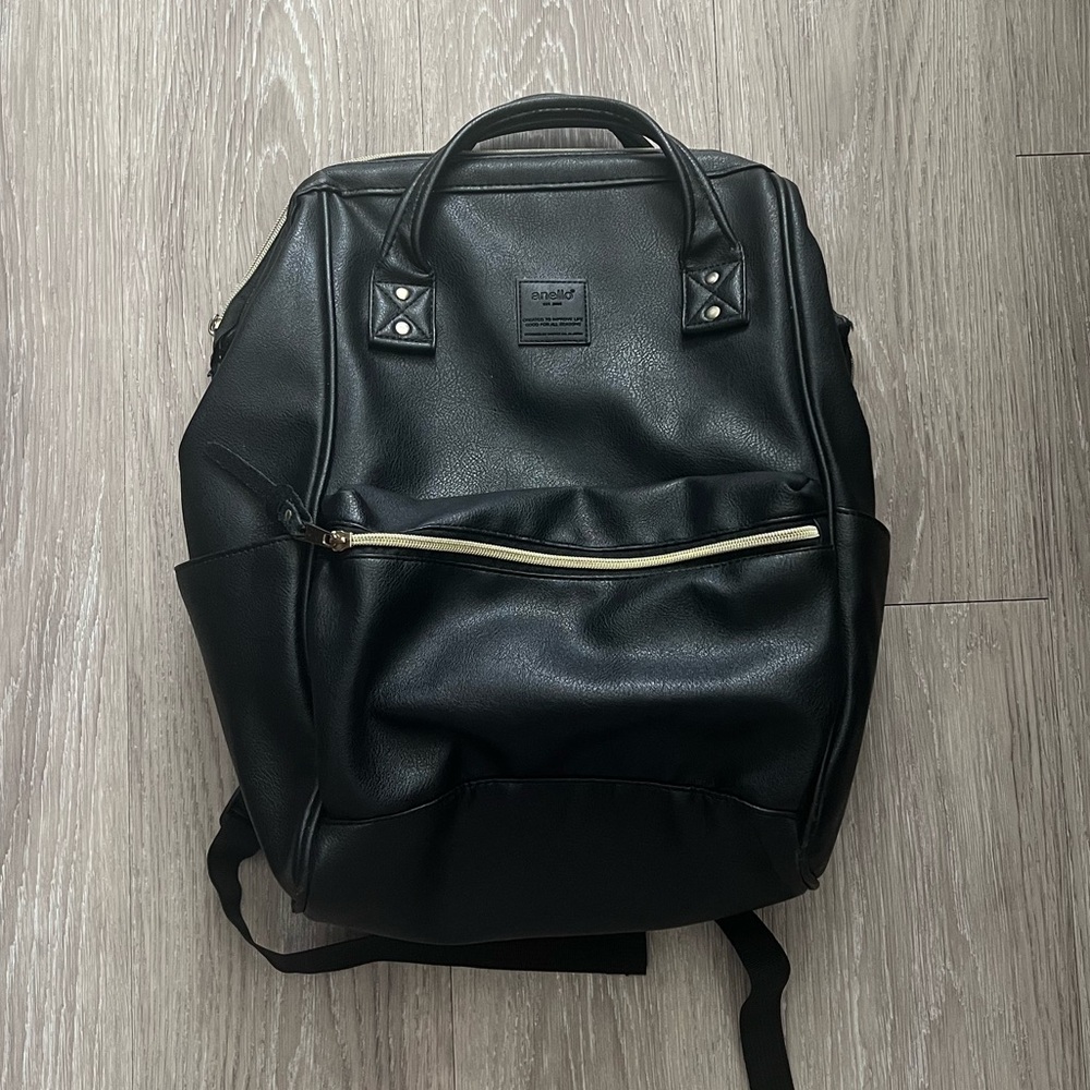 Black Leather Backpack By Anello - image 5